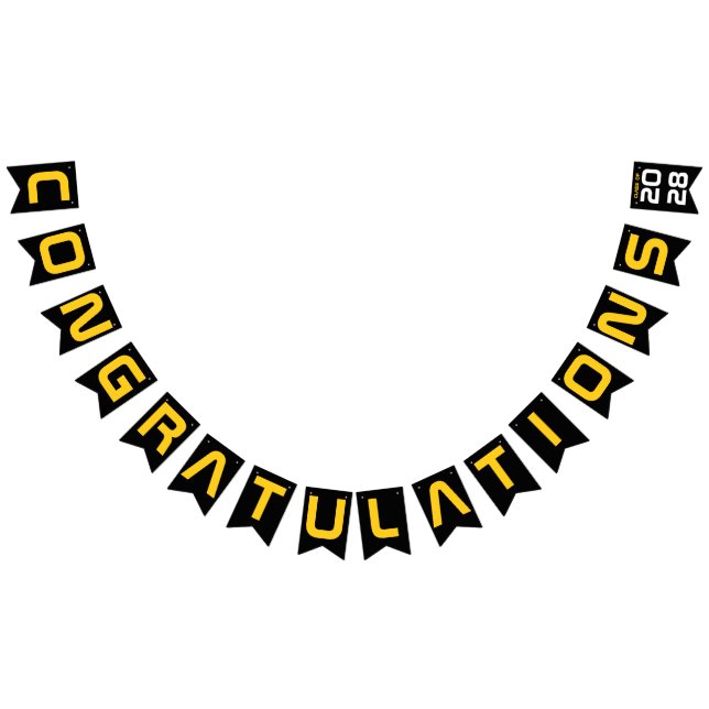 Modern Gold Black Congratulations Graduation Party Bunting (All)
