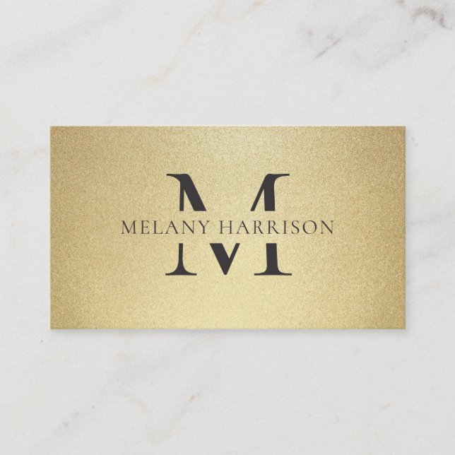 Modern Gold & Black Elegant Business Card (Front)