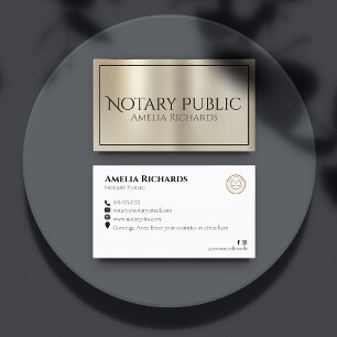Modern Gold & Black Elegant Notary Public  Business Card
