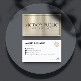 Modern Gold & Black Elegant Notary Public  Business Card