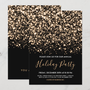 Modern Gold & Black Glam Corporate Holiday Party Invitation