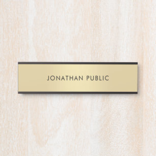 Modern Gold Black Glamour Minimalist Template Door Sign