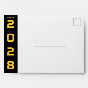 Modern Gold Black Graduation Invitation Envelope