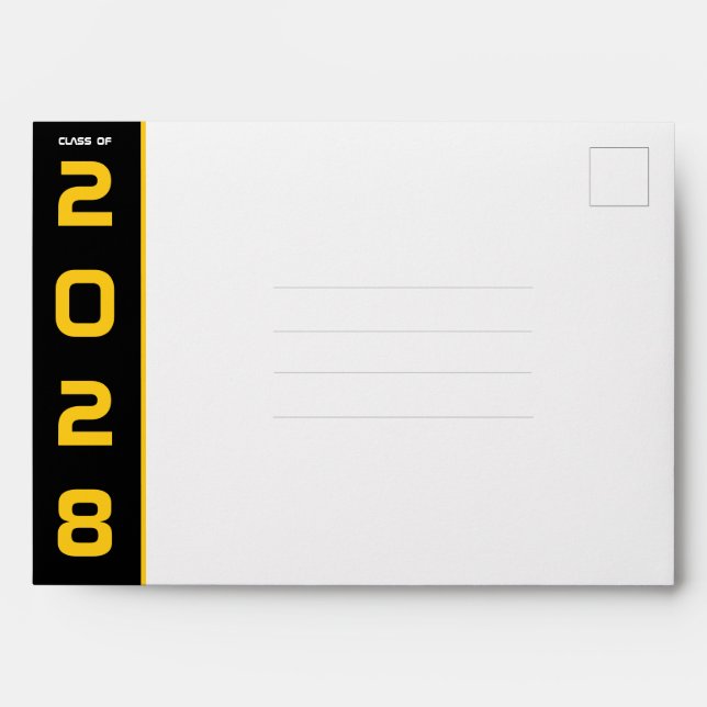 Modern Gold Black Graduation Invitation  Envelope (Front)