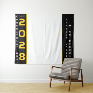 Modern Gold Black Graduation Party Tapestry
