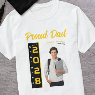 Modern Gold Black Graduation Photo Proud Dad T-Shirt