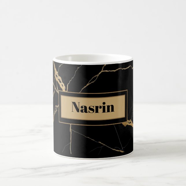 Modern Gold & black Marble  Minimalist Luxury  Coffee Mug (Center)