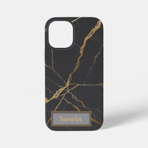 Modern Gold & black Marble Minimalist Luxury iPhone 12 Mini Case