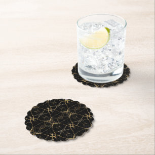 Modern Gold & black Marble Minimalist Luxury Paper Coaster