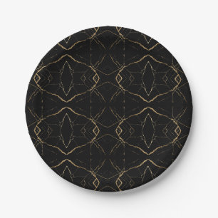 Modern Gold & black Marble Minimalist Luxury Paper Plate