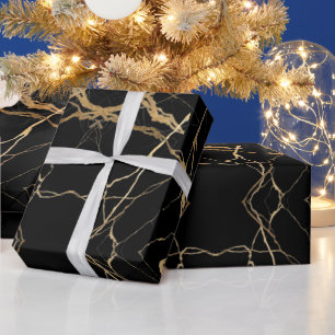 Modern Gold & black Marble Minimalist Luxury Wrapping Paper