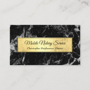 Modern Gold Black Marble Notary Service Business Card