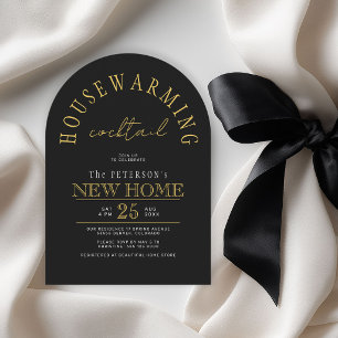 Modern gold black new house housewarming party invitation