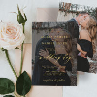 Modern gold black overlay photo wedding