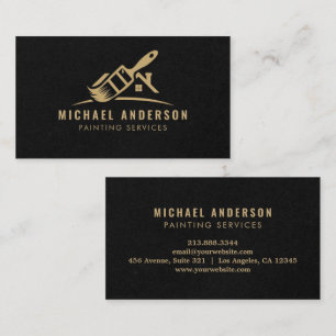 Modern Gold & Black Painting Service House Painter Business Card