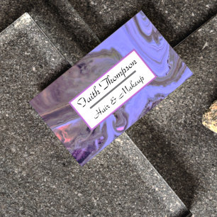 Modern Gold Black Purple Marble Hair & Makeup Business Card