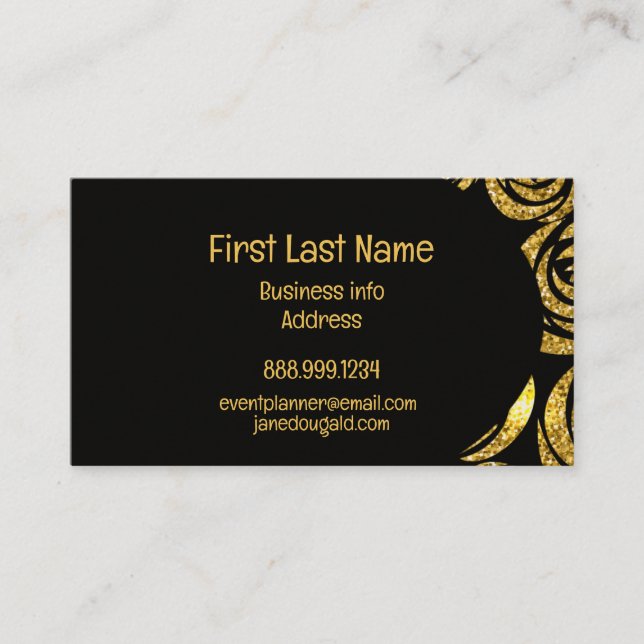 Modern Gold Black Rose Elegant  Business Card (Front)