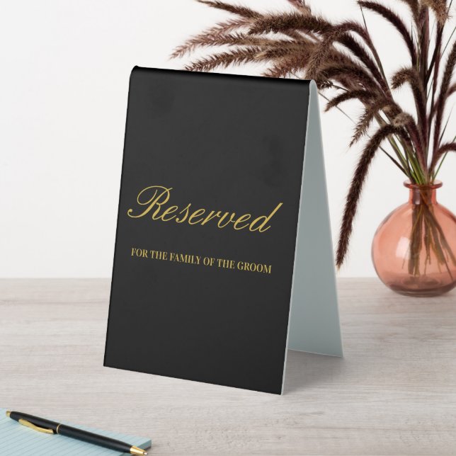 Modern Gold Black Script Wedding Reserved Custom   (In SItu (Table))