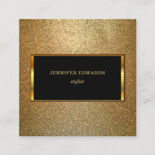 Modern Gold & black stylish chic professional Square Business Card