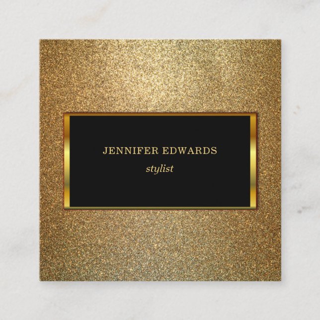 Modern Gold & black stylish chic professional Square Business Card (Front)