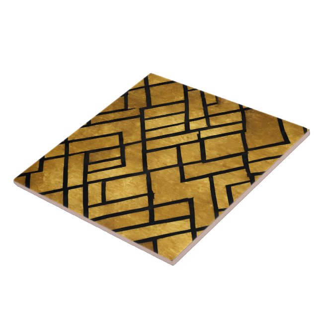 Modern Gold Black Vintage Art Deco Collection Tile (Side)
