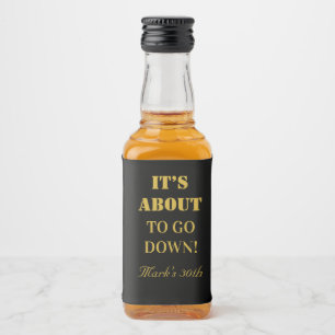 Modern Gold & Black Wedding Birthday Favour  Liquor Bottle Label
