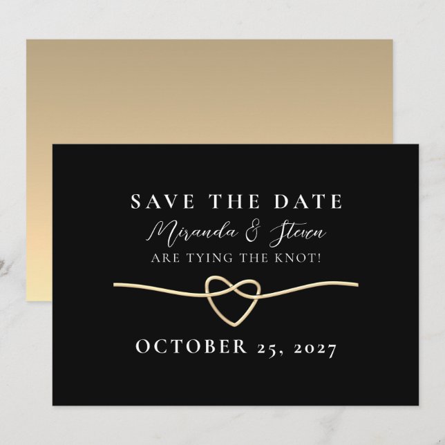 Modern Gold Black Wedding Save the Date (Front/Back)