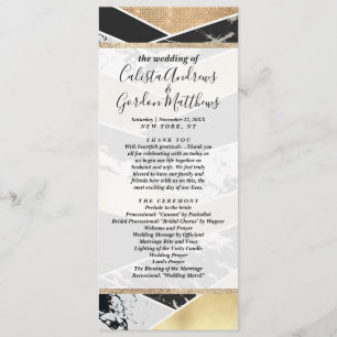 Modern Gold Black White Glitter Marble Geometric Programme