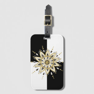 Modern Gold Black & White Mandala Design Luggage Tag