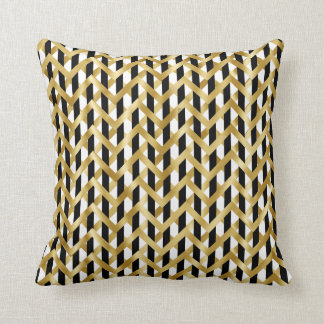 Modern gold black white weave symmetrical elegant cushion