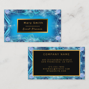 Modern Gold Blue Diamond Add Your Text Business Card
