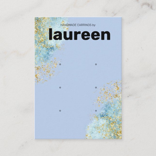 Modern Gold Blue Earring Display  Business Card (Front)