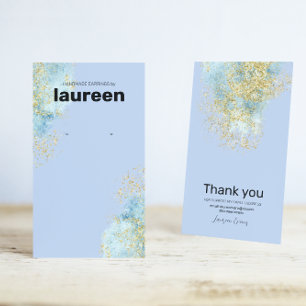 Modern Gold Blue Earring Display Business Card