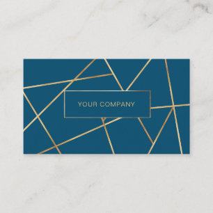 Modern Gold Blue Geometrics Business Card