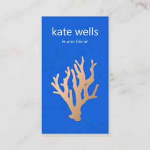 Modern Gold Blue Ocean Coral Reef Nautical Business Card