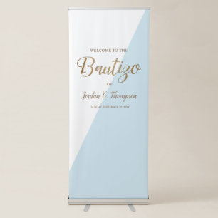 Modern Gold blue Simple Welcome to Bautizo Retractable Banner