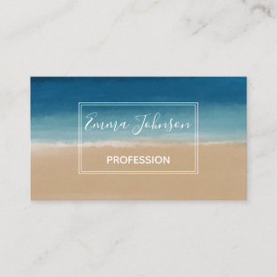 Modern Gold Blue Watercolor Abstract Painting Business Card