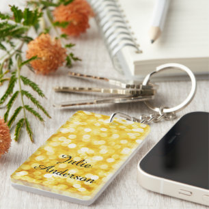 Modern Gold Bokeh Acrylic Keychain