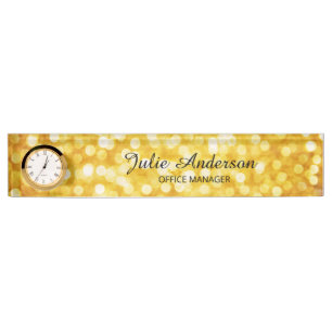 Modern Gold Bokeh Desk Nameplate