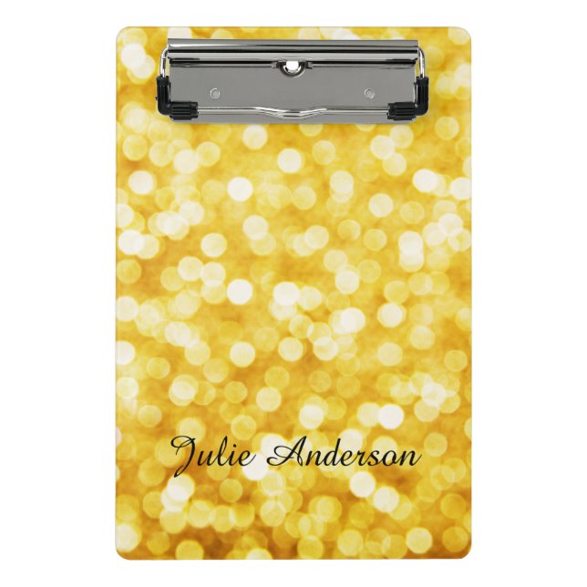 Modern Gold Bokeh Mini Clipboard (Front)