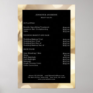 Modern Gold Bokeh Price List Poster