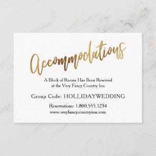 Modern Gold & Bokeh Wedding Accommodations Enclosure Card