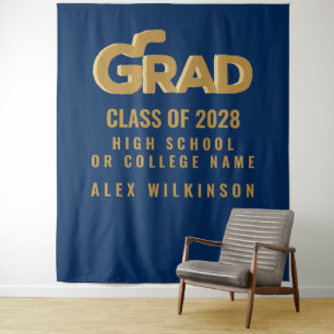 Modern Gold Bold Typography Minimal Graduation Tapestry