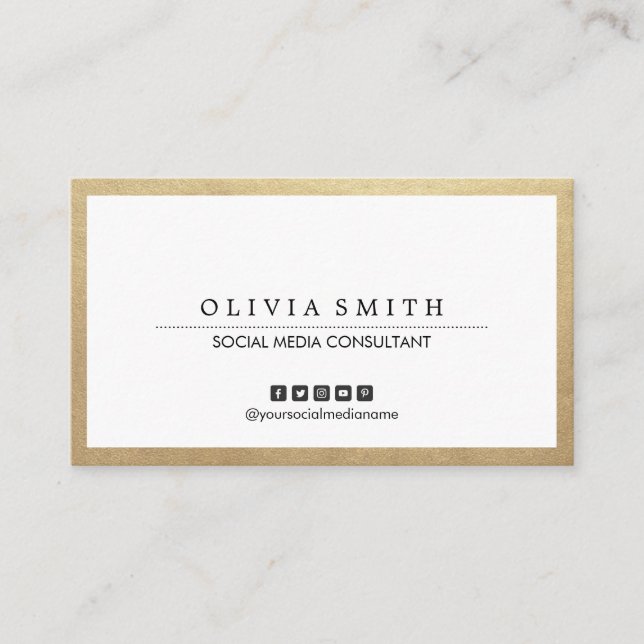 Modern Gold  Border Multi-purpose Social Media Business Card (Front)