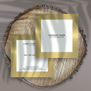 Modern Gold border on white 2 Square Business Card