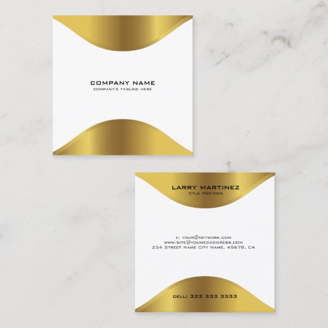 Modern Gold border on white Business Card (Front/Back)