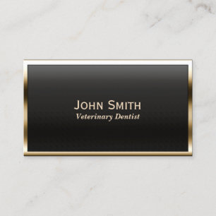 Modern Gold Border Veterinary Dentist Business Card