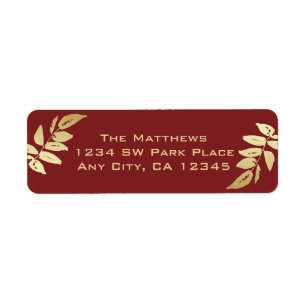 Modern Gold Botanical Leaves Return Address