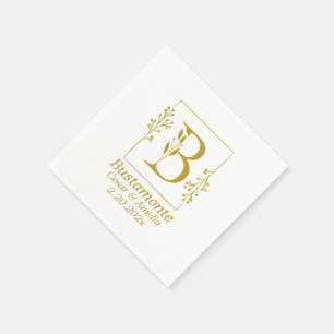 Modern Gold Botanical Letter B  Paper Napkin