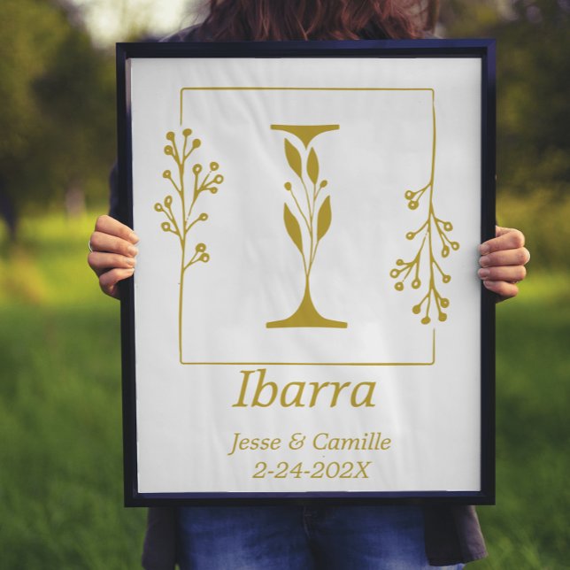 Modern Gold Botanical Letter I  Personalised Poster (Creator Uploaded)
